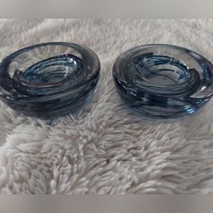 Hand-blown Heavy Glass Votive Candle Holder PAIR